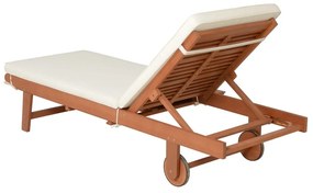 Kremowo-naturalny drewniany leżak ogrodowy San Diego – Garden Pleasure