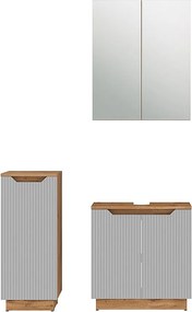 Zestaw mebli łazienkowych dąb/szary w paski 59.8x32x62.1 lotta