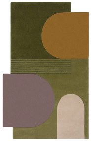 Zielony wełniany dywan tkany ręcznie 120x180 cm Lozenge – Flair Rugs