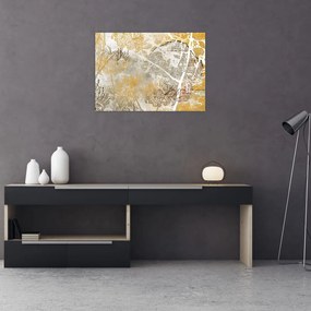 Obraz - Ściana w stylu vintage z kwiatami (70x50 cm)
