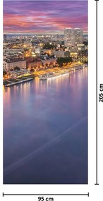 Fototapeta na drzwi - Nocne miasto Bratysława z rzeką (95x205cm)