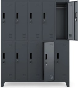 Metalowa szatnia 10-skrytkowa Bartek 136x45x172 cm, antracyt
