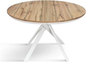 Okrągły stół z dębu rustykalnego, białe metalowe nogi 120-170cm - PANTELLERIA