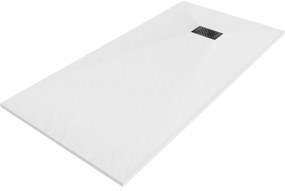 Mexen Hugo brodzik prostokątny SMC 170 x 80 cm, biały, maskownica czarna - 42108017-B