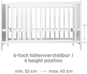 Białe łóżeczko dostawne 60x120 cm Hamburg – Roba