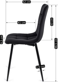 Zestaw Stół Kwadratowy Rozkładany MAX 80-160 cm Dąb Craft/Czarny i 4 Krzesła PERU Czarne Welurowe