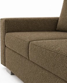 Sofa z Funkcją Spania DRAVOS Brązowa Boucle Japandi