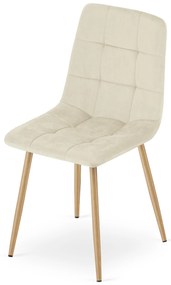 PROMOCJA Jasnobeżowe aksamitne krzesło KARA II. jakość