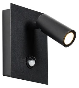 Zewnetrzna Lampa ścienna zewnętrzna czarna z wbudowanym LED IP54 czujnik ruchu - Simon Nowoczesny Oswietlenie zewnetrzne