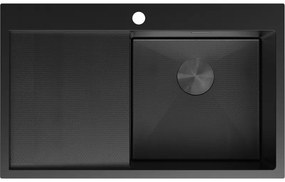 Mexen Exar zlewozmywak stalowy 1-komorowy z ociekaczem prawy 780 x 480 mm, czarny HC - 6434781010P-70HC