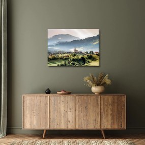 Obraz - wieś we mgle (70x50 cm)