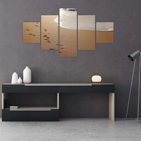 Obraz - ślady stóp na piasku i morzu (125x70 cm)