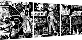 Obraz - Graffiti (z zegarem) (90x30 cm)