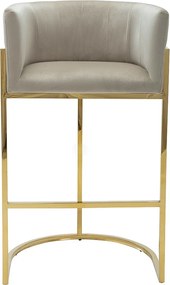 Stołek barowy z weluru i stali nierdzewnej - Beżowy i złoty - PERIA marki Pascal Morabito