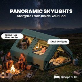 Outsunny Nadmuchiwany Namiot 8-10 Osób Szybki Montaż 4-Sezonowy Wodoodporny Odporny na Zarysowania z Otworem na Piecyk i Świetlikami | Aosom PL
