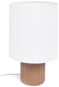 Biało-naturalna lampa stołowa z tekstylnym kloszem (wys. 28 cm) Eshe – Kave Home