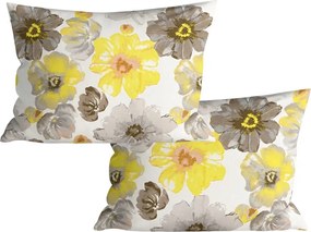 Zestaw 2 sztuk dekoracyjnych poszewek na poduszkę z mikrofibry FEONELLE 50x70 cm, żółto-szara