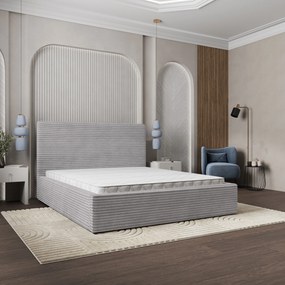 Masseno Łóżko Tapicerowane MIRETTI z pojemnikiem na pościel 160x200 cm - Jasnoszary, TILIA 86