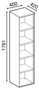 Szafa biurowa kombinowana PRIMO GRAY, drzwi na 2 poziomach, 1781 x 400 x 420 mm, szary/dąb naturalny