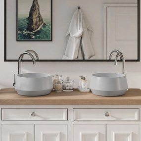 Massi Umywalka nablatowa okrągła z konglomeratu szara matowa 33cm KANA Grey Matt