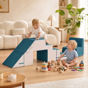 AIYAPLAY Sofa do zabawy z aksamitu, 2-częściowa piankowa kanapa dziecięca, do prania, modułowa, dla dzieci 0,5–3 lat | Aosom PL