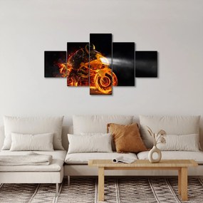 Obraz - Motocyklista z płomieniami (125x70 cm)