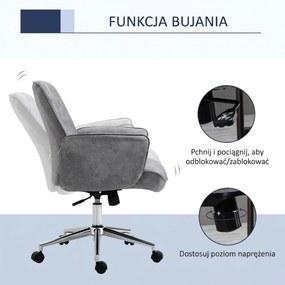 HOMCOM Krzesło biurowe fotel biurowy obrotowy regulowany mikrofibra pianka szary | Aosom PL