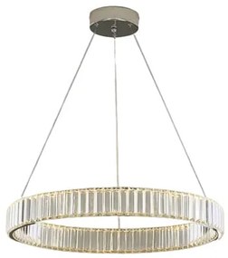 Żyrandol kryształowy LED, ring lampa wisząca - Kikim Crystal Chrom-śrenica 60cm