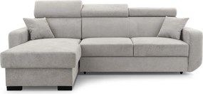 Masseno Narożnik CASTELLO z funkcją spania i pojemnikiem na pościel Narozniki L, Rozkładana sofa - Szary, VELO 633