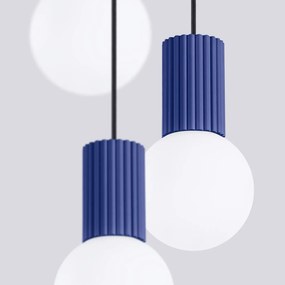 Lampa wisząca HALO 3P ultramaryna ryflowana SOLLUX  LIGHTING