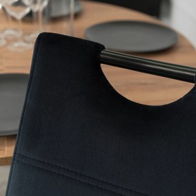 Krzesło Tapicerowane LOPEZ Czarne Na Płozach Welurowe Nowoczesne