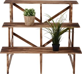 Outsunny regał na rośliny półka na kwiaty regał na kwiaty półka na rośliny stojak na kwiaty 3 stopnie drewno jodłowe kolor ciemnobrązowy 100 x 80 x 80 cm