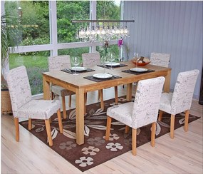 Krzesło do jadalni Littau (zestaw 6 sztuk),  tkanina z napisem, kremowy, jasne nogi