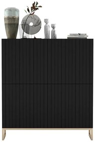 Czarna komoda z lamelowym frontem K4-R49