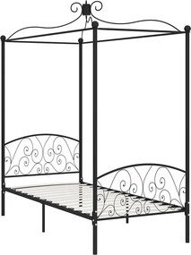 Czarne łóżko z baldachimem z metalu 90x200 cm N7-T51