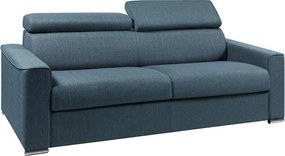 Kanapa rozkładana 4-osobowa VIZIR typu express z tkaniny – kolor niebieski – pow. spania z szerokimi listewkami 160 cm – materac 14 cm z pamięcią kształtu