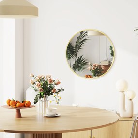 HOMCOM Lustro ścienne, nowoczesny design, 60 x 60 cm, złote | Aosom PL