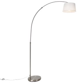 Luk Inteligentna lampa łukowa stalowa z białym abażurem z tkaniny w tym Wi-Fi A60 - Arc Basic Nowoczesny Oswietlenie wewnetrzne