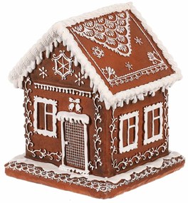 Dekoracja świąteczna Domek z piernika z oświetleniem LED, poliresin, 15 cm