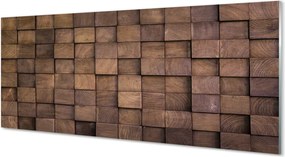 Panel szklany do Kuchni Drewniana Kostka Brukowa