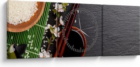 Obraz - Sushi (z zegarem) (90x30 cm)