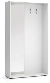 Wieszak ścienny BORDER z lustrem, 2 haczyki, biała