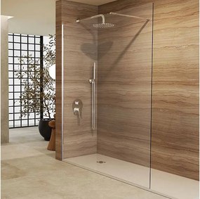 Stały panel prysznicowy Walk In | Szkło hartowane 6 mm, antykamień, przezroczyste | Wysokość 195 cm | Cromo 70cm