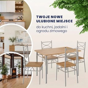 Zestaw jadalniany PAUL, 5 części, naturalny brąz Casaria