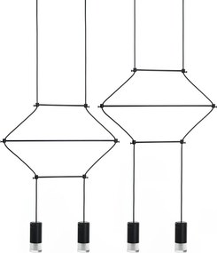 Geometryczna lampa wisząca z metalu i szkła Flusso Line 4
