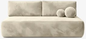 Sofa z Funkcją Spania ARVETO Kremowa Welurowa Nowoczesna