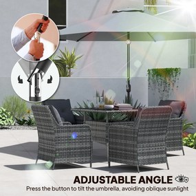 Outsunny 3-metrowy parasol ogrodowy z pokrowcem, z funkcją przechyłu i korbą, wentylacja, szary | Aosom PL