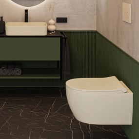 Miska WC wisząca rimless beżowa LERA ivory z deską wolnoopadającą Slim