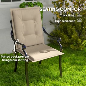 Outsunny Zestaw 4 Beżowych Poduszek na Krzesła 108 x 50 x 5 cm z Taśmami do Wewnątrz i Na Zewnątrz