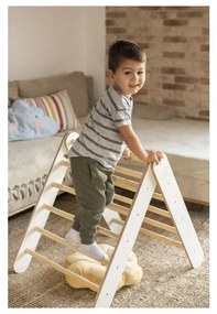 Biała drabinka pikler z litego drewna sosnowego 60x60x60 cm Montessori – Meowbaby